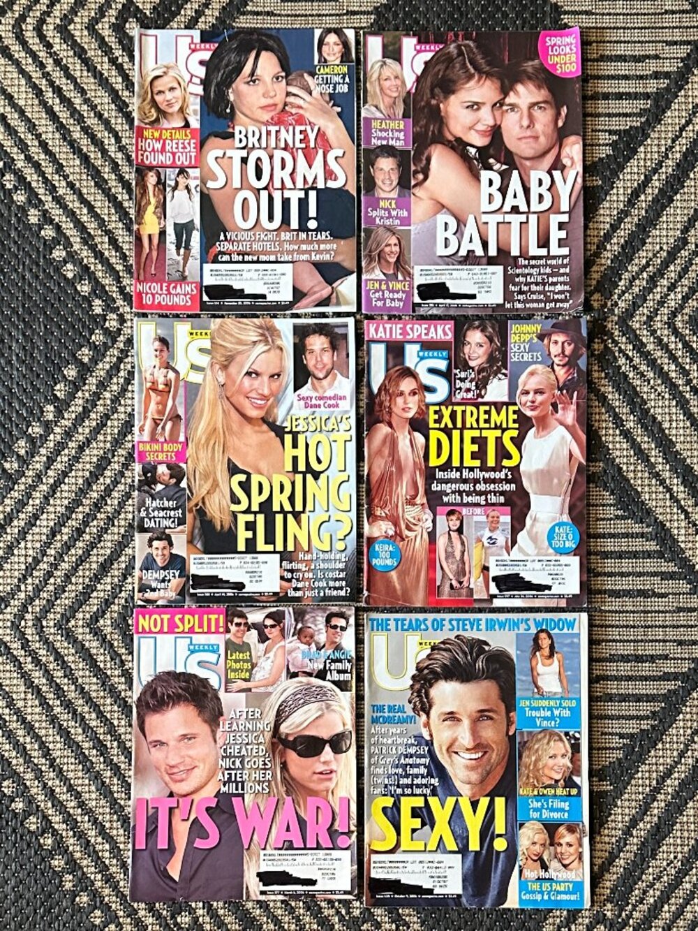 Vtg Y2K Lot of 6 US Weekly Magazines 2006 Celebrity Gossip Fashion Party Life